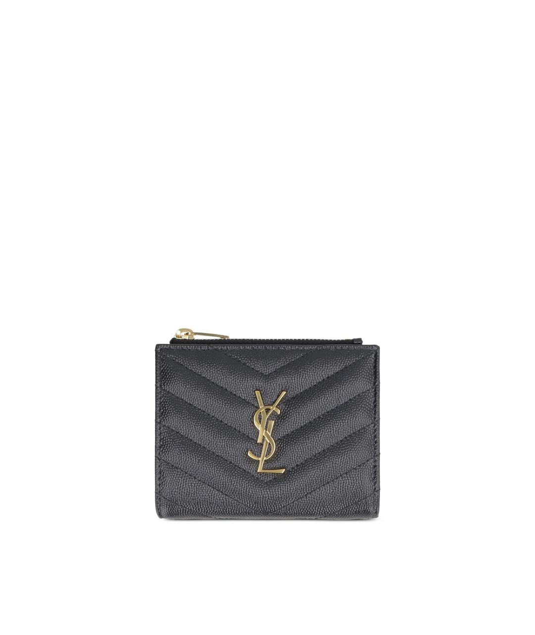 SAINT LAURENT Черный кожаный кошелек, фото 1