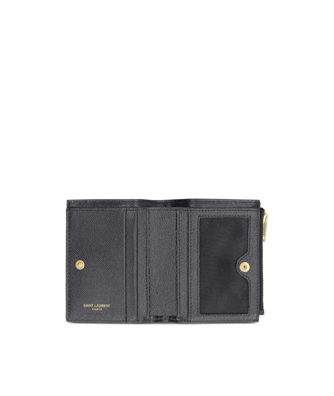 SAINT LAURENT Черный кожаный кошелек, фото 2