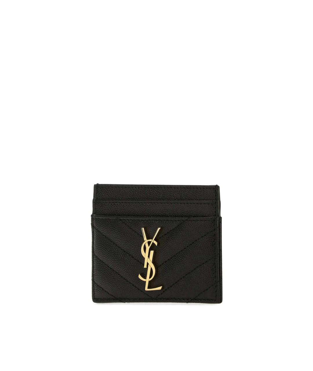 SAINT LAURENT Черный кожаный кардхолдер, фото 3