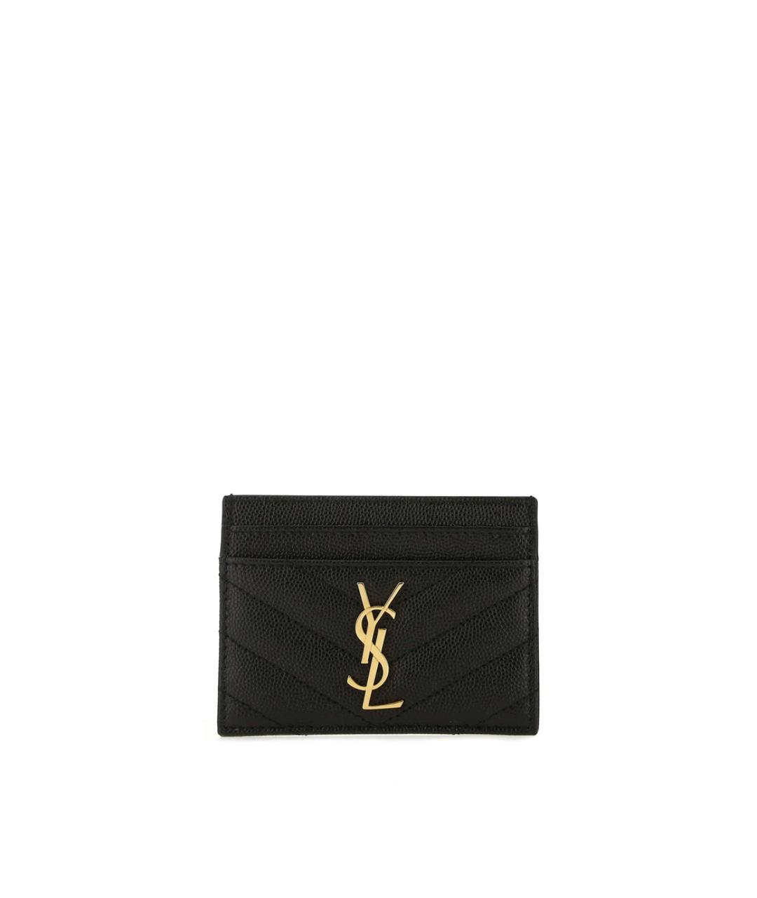 SAINT LAURENT Черный кожаный кардхолдер, фото 1