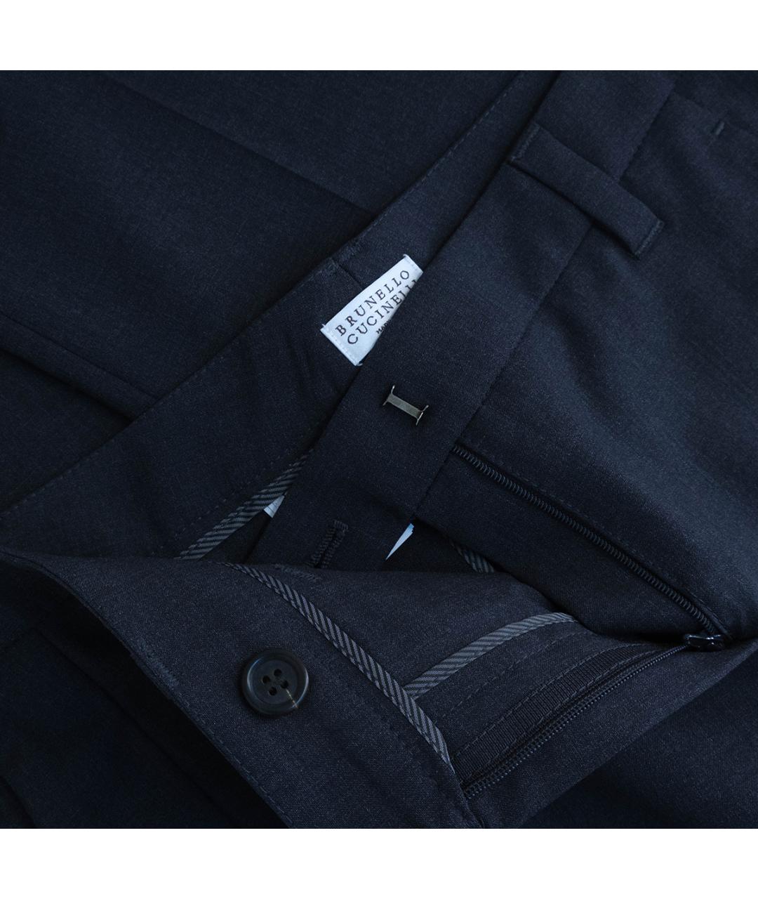 BRUNELLO CUCINELLI Серые шерстяные брюки узкие, фото 4
