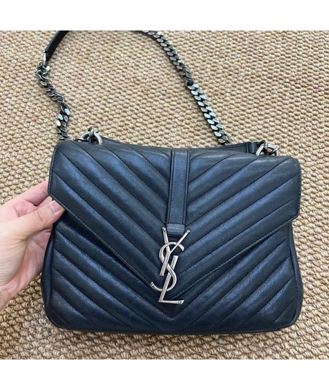 SAINT LAURENT Черная кожаная сумка через плечо, фото 8