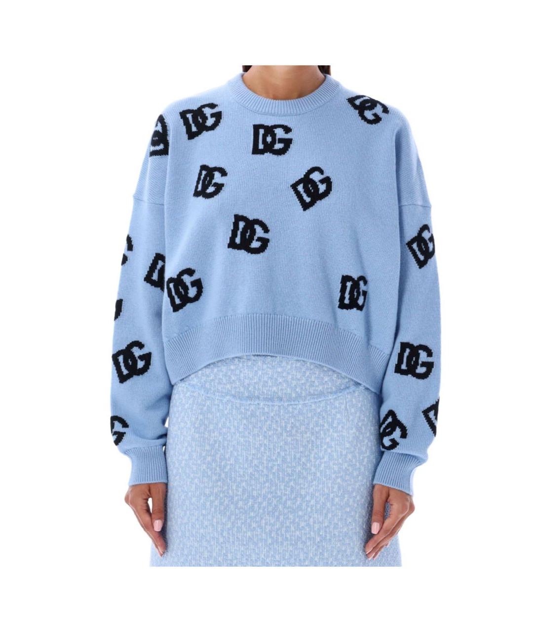 DOLCE&GABBANA Голубой шерстяной джемпер / свитер, фото 6