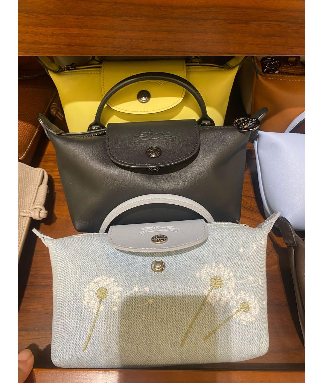 LONGCHAMP Голубая хлопковая сумка с короткими ручками, фото 4