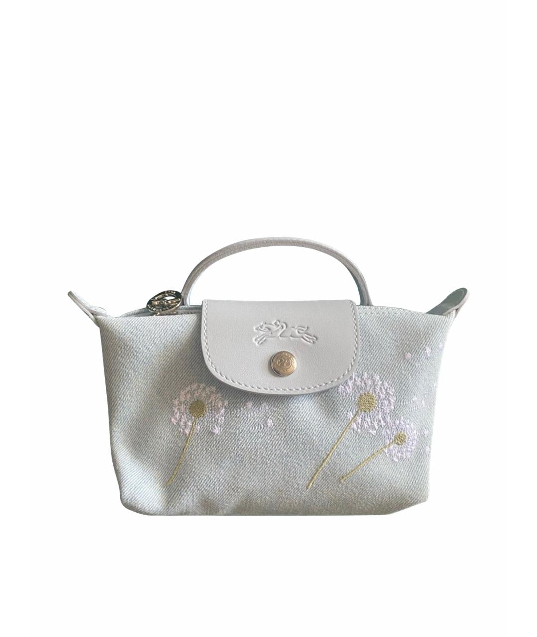 LONGCHAMP Голубая хлопковая сумка с короткими ручками, фото 1