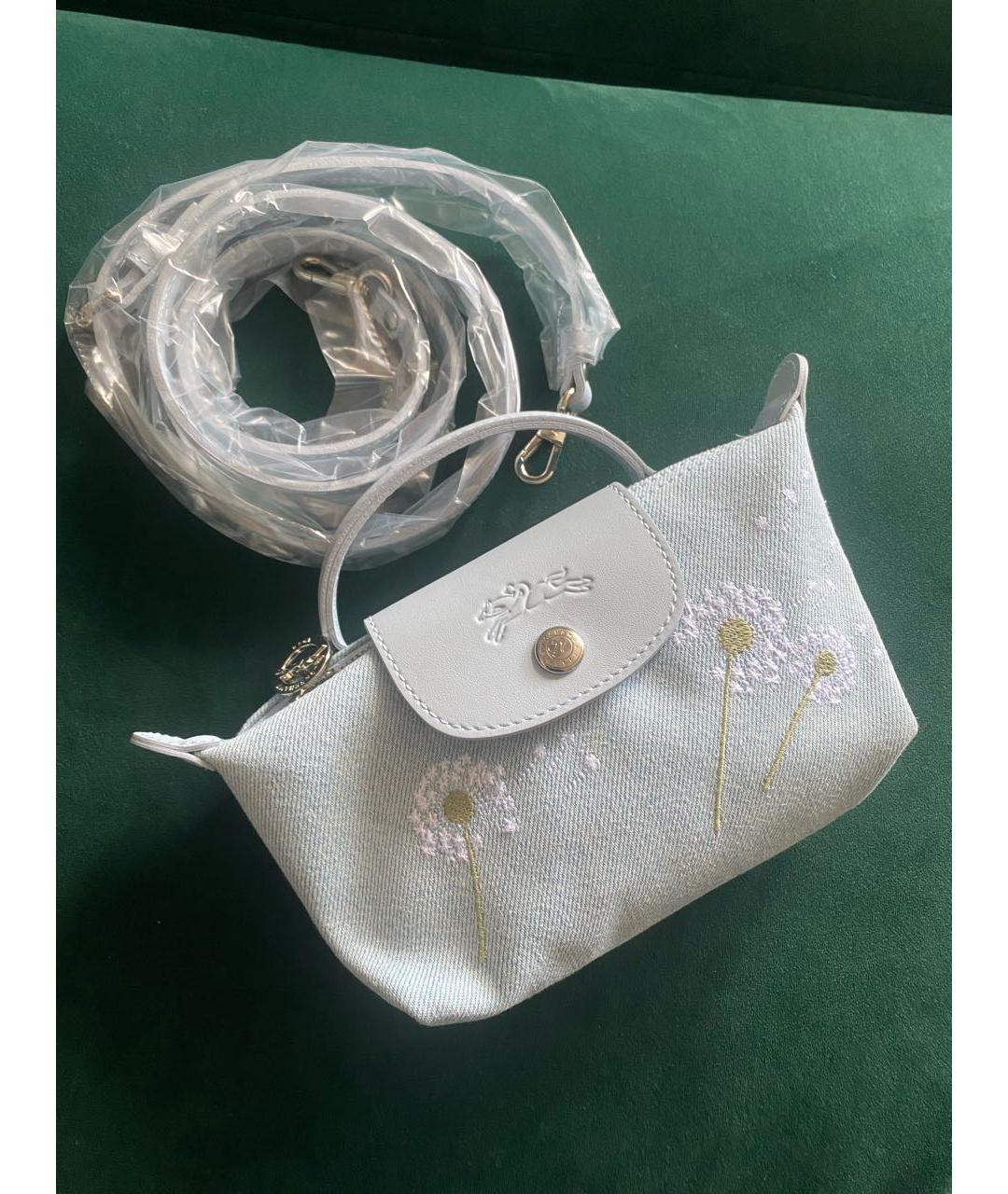 LONGCHAMP Голубая хлопковая сумка с короткими ручками, фото 5