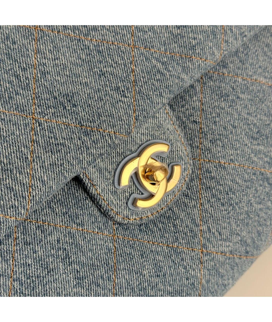 CHANEL Голубая деним сумка через плечо, фото 4