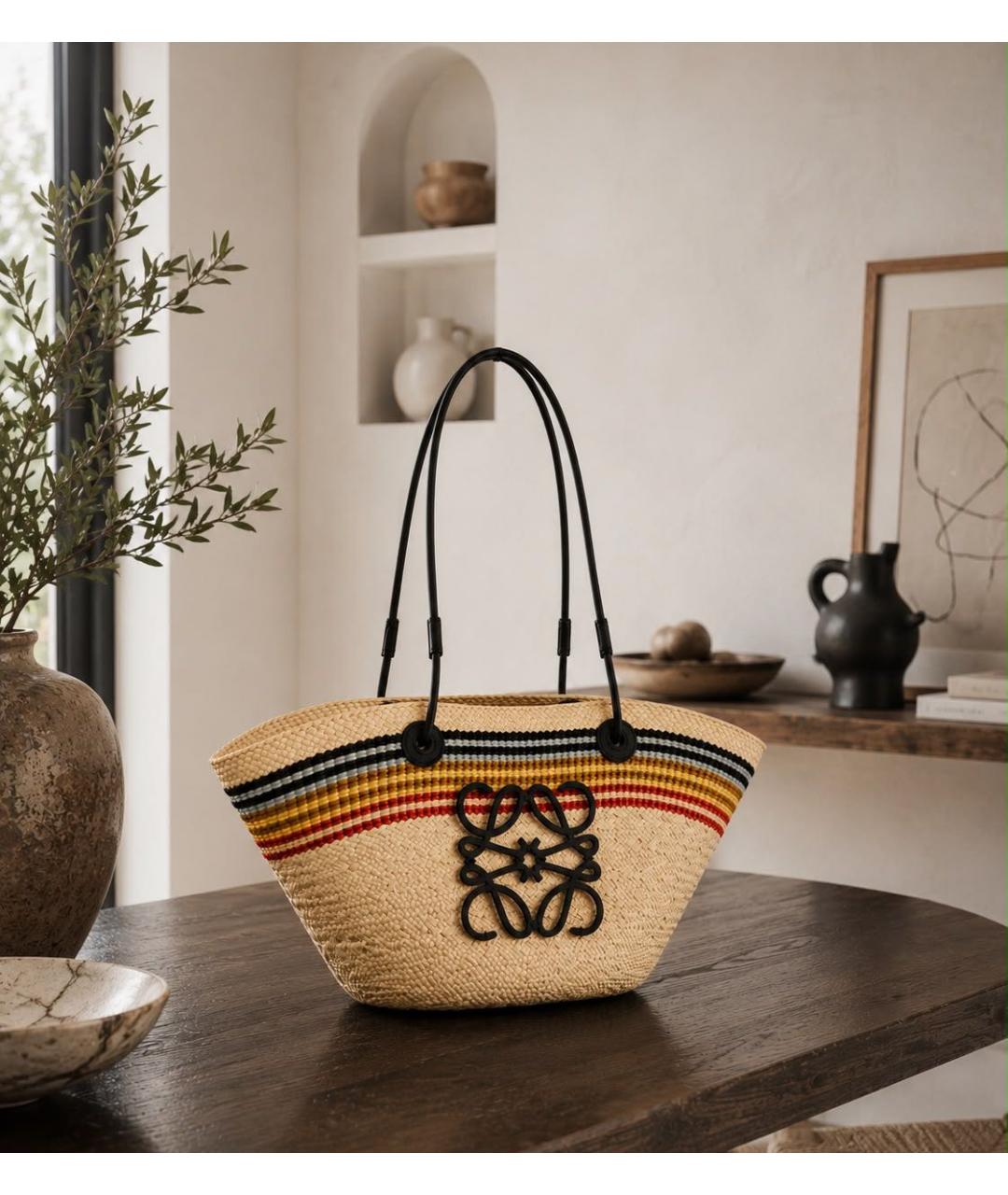 LOEWE Бежевая пляжная сумка, фото 4