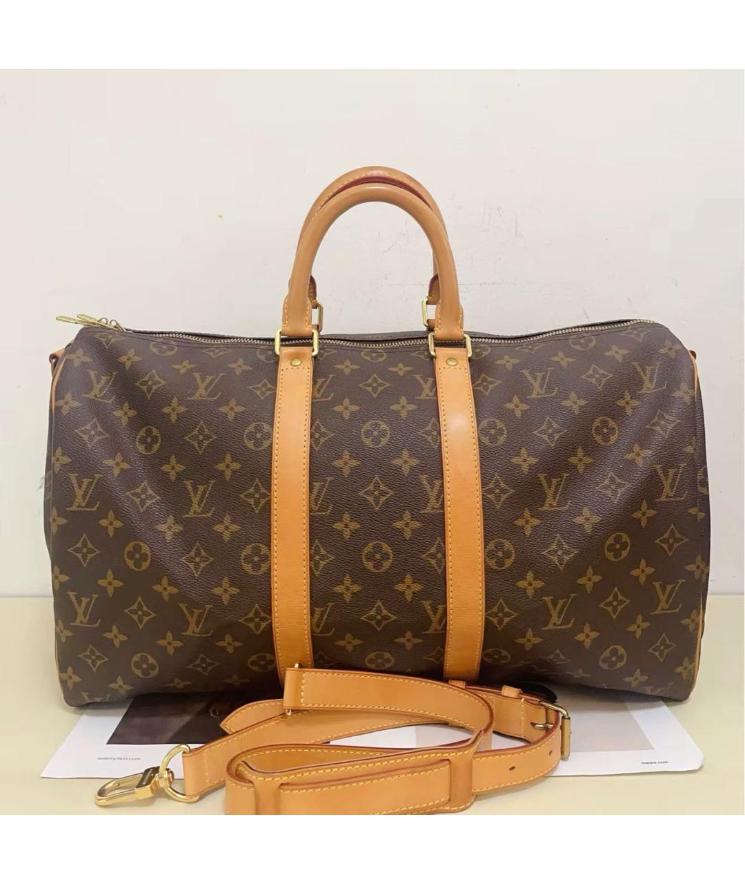 LOUIS VUITTON Коричневая канва дорожная/спортивная сумка, фото 9