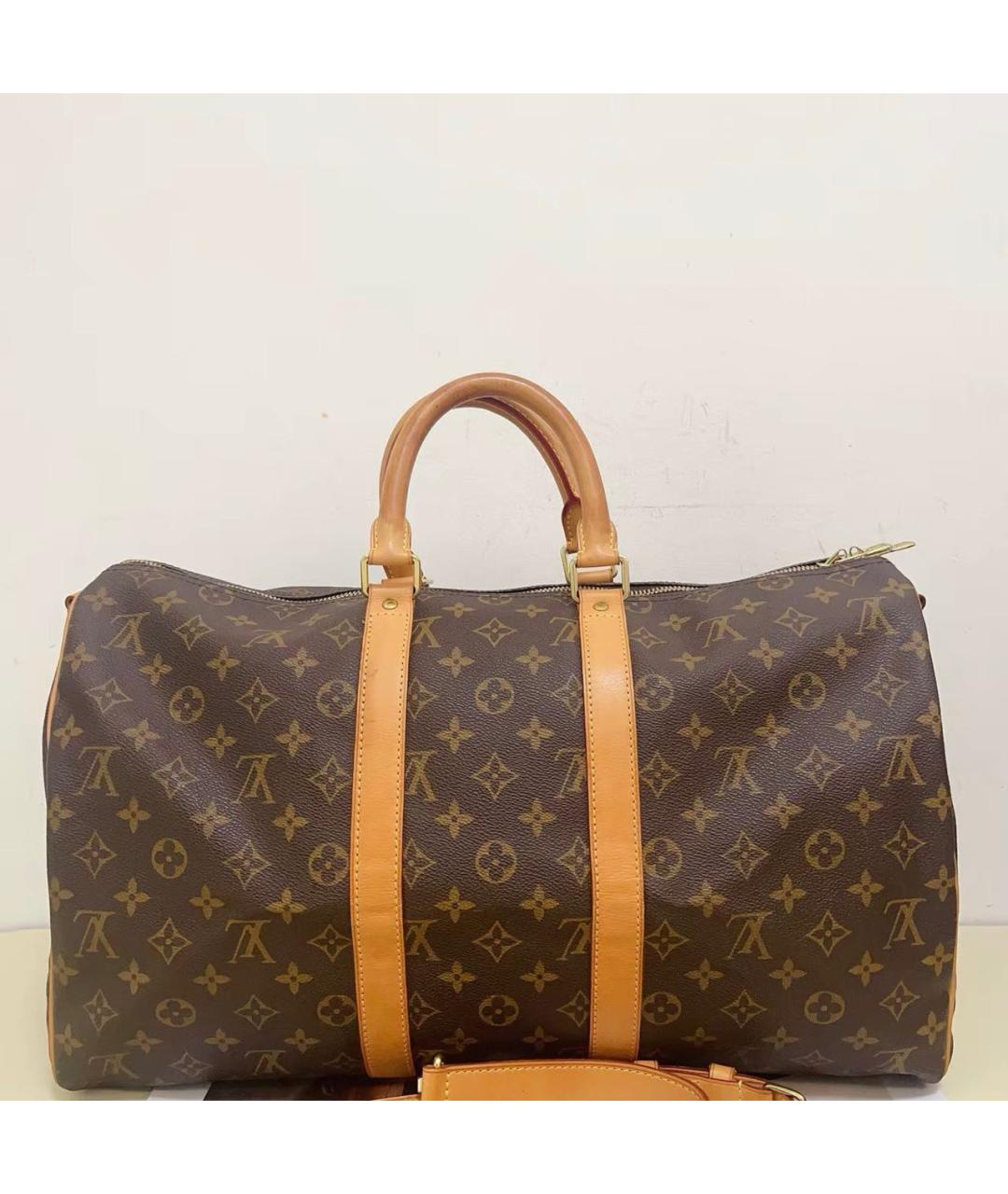 LOUIS VUITTON Коричневая канва дорожная/спортивная сумка, фото 2