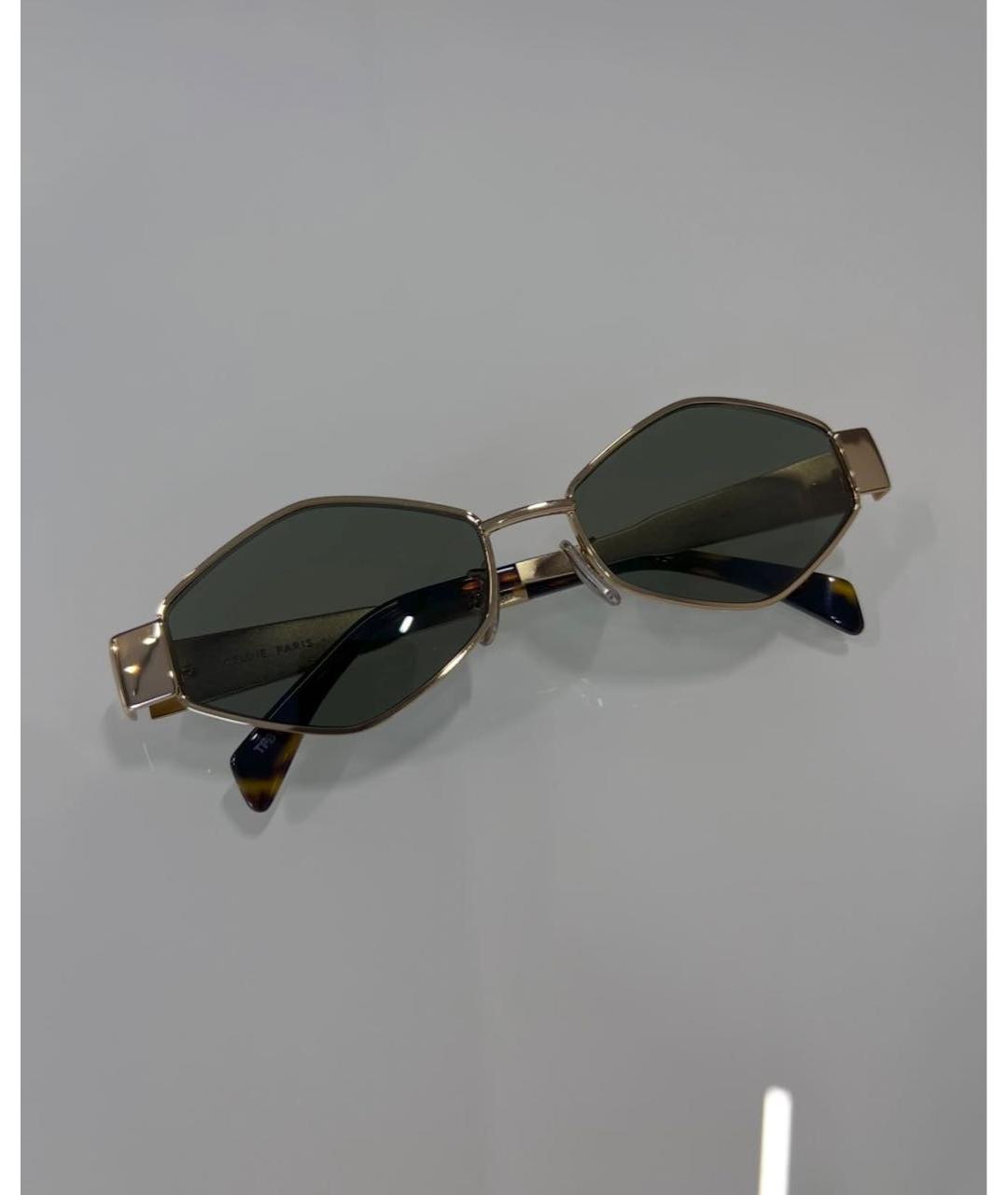 CELINE Золотые металлические солнцезащитные очки, фото 3