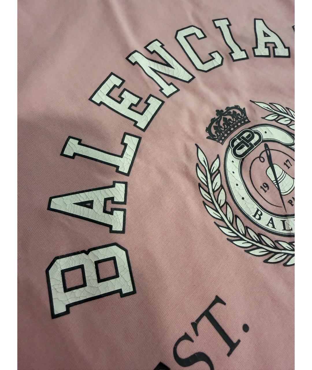 BALENCIAGA Розовая хлопковая футболка, фото 4