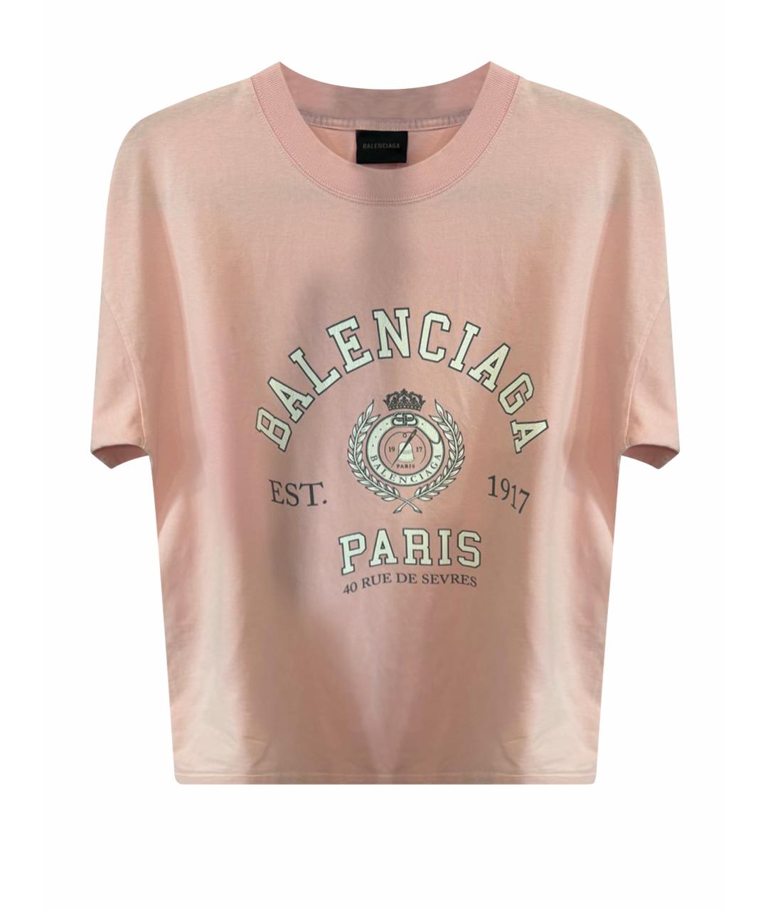 BALENCIAGA Розовая хлопковая футболка, фото 1