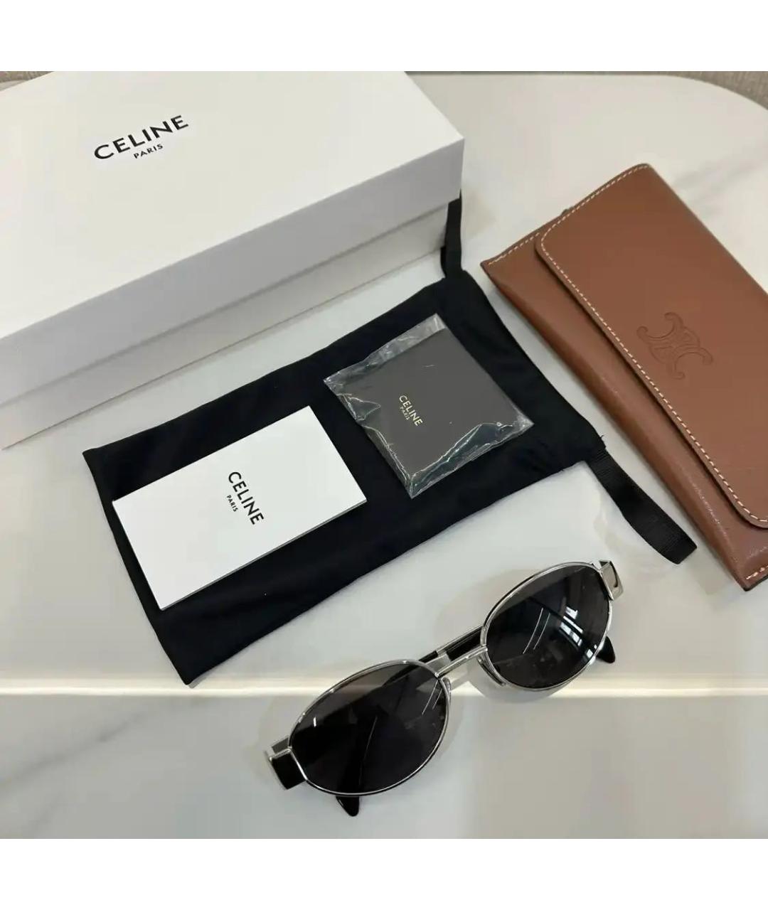 CELINE Серебряные металлические солнцезащитные очки, фото 5