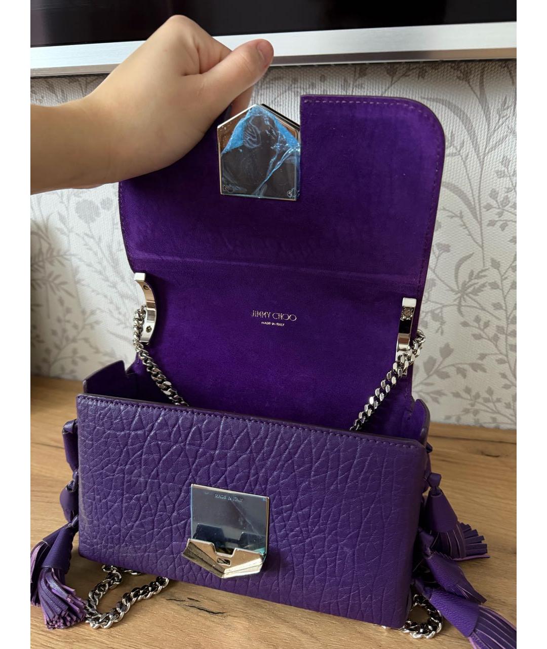 JIMMY CHOO Фиолетовая кожаная сумка через плечо, фото 4