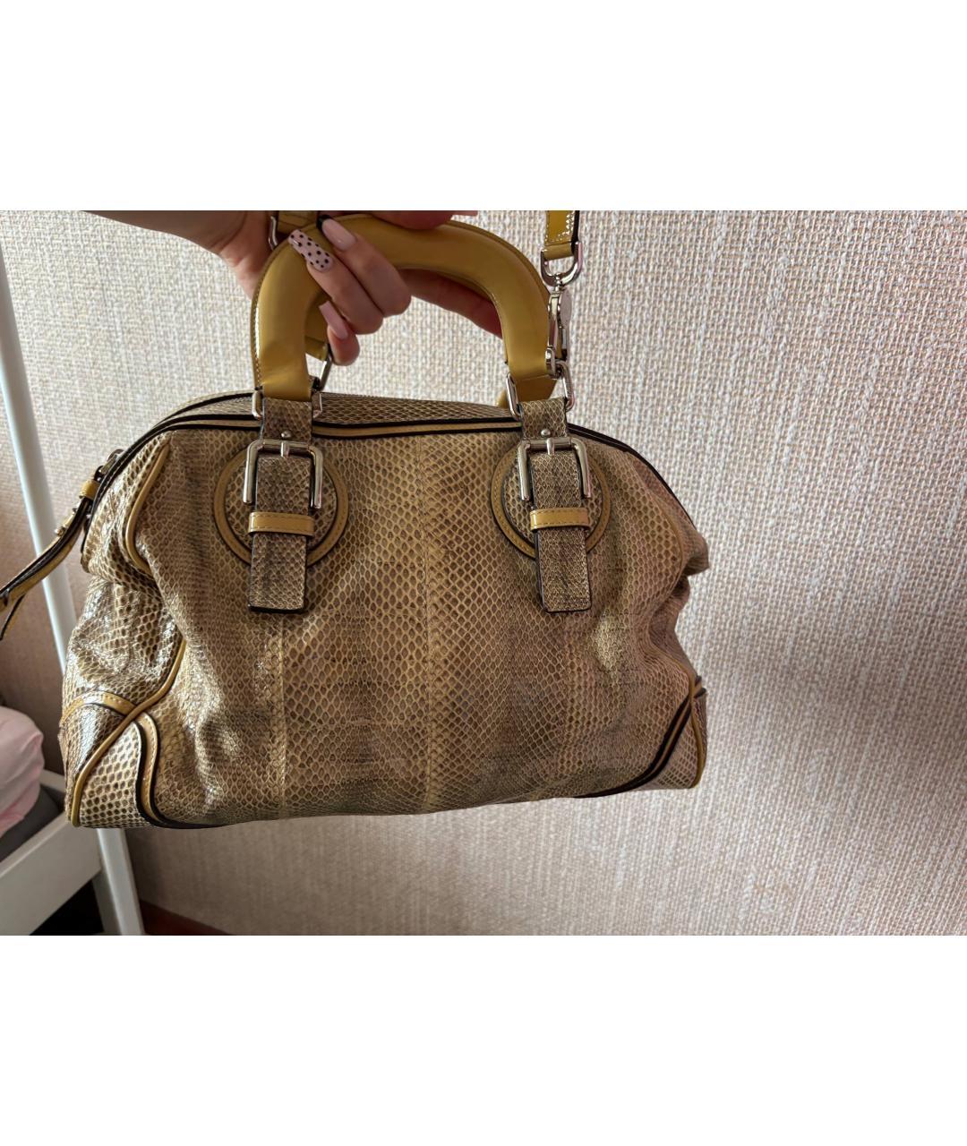 DOLCE&GABBANA Бежевая кожаная сумка с короткими ручками, фото 3