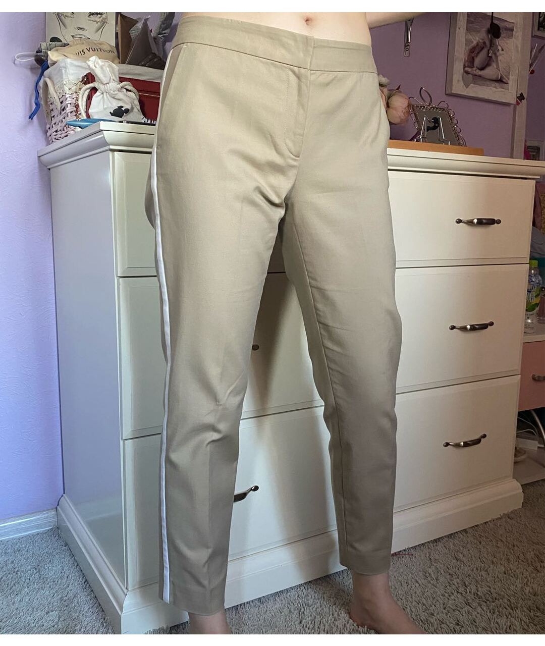 MICHAEL KORS Бежевые хлопко-эластановые брюки узкие, фото 3