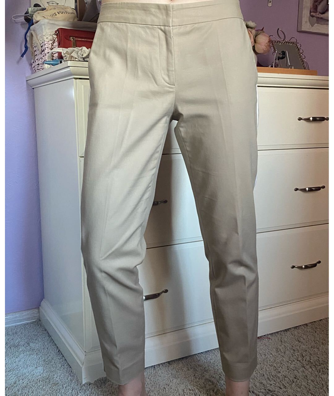MICHAEL KORS Бежевые хлопко-эластановые брюки узкие, фото 7