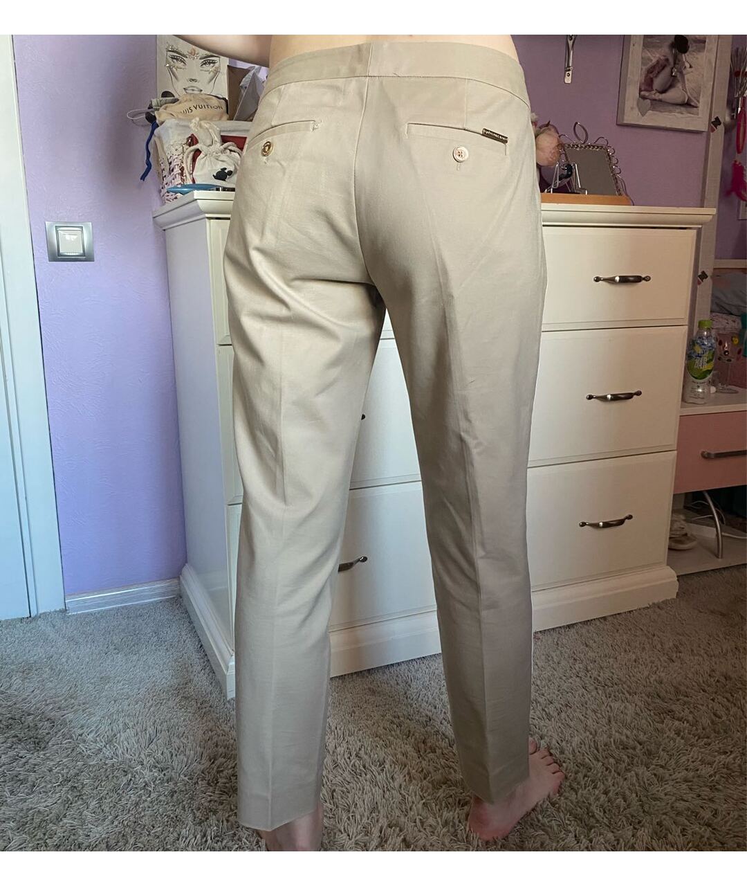 MICHAEL KORS Бежевые хлопко-эластановые брюки узкие, фото 2