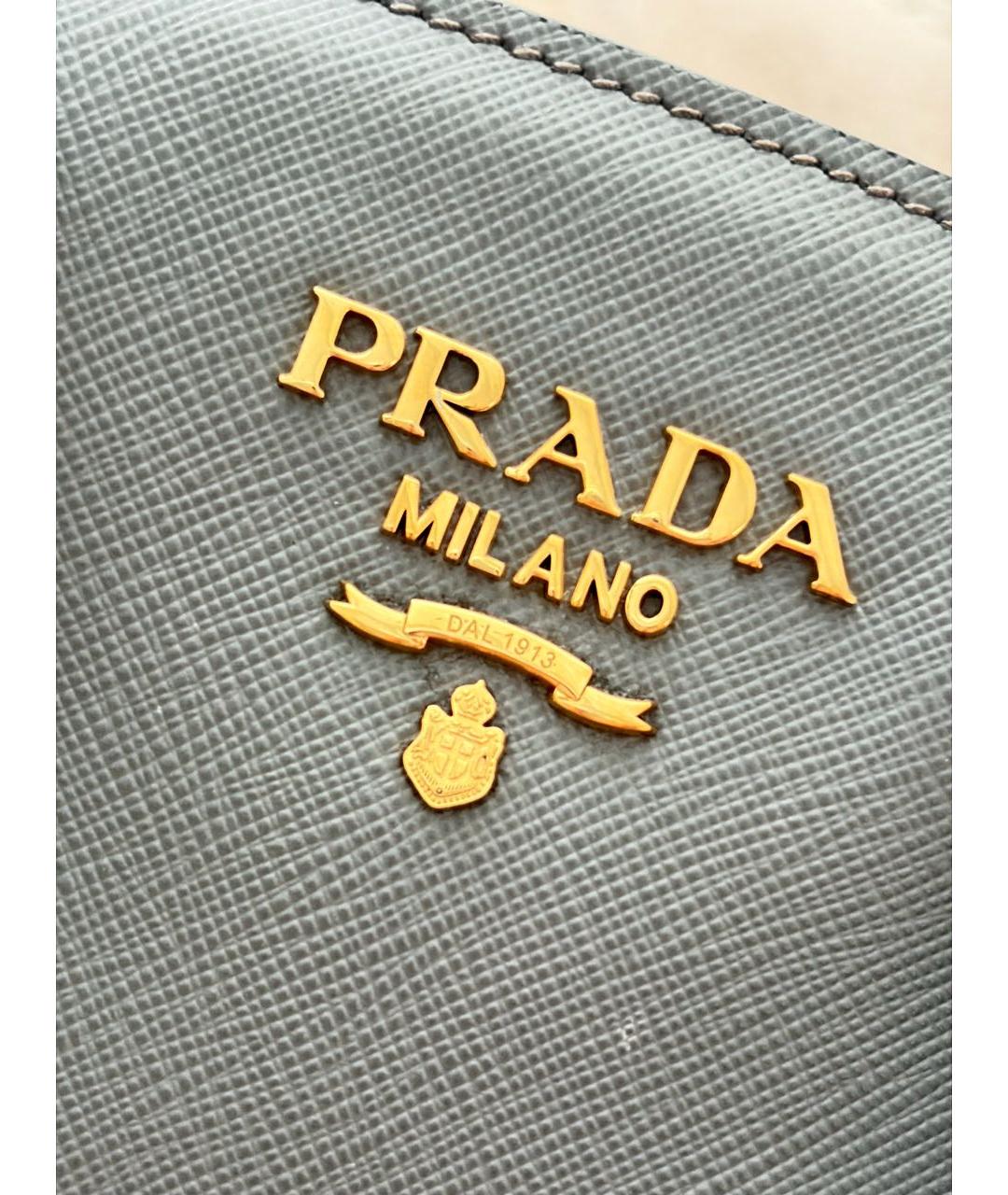 PRADA Серая кожаная сумка тоут, фото 7