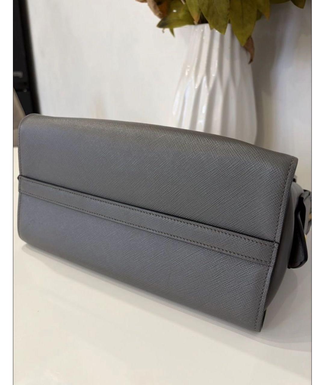 PRADA Серая кожаная сумка тоут, фото 5