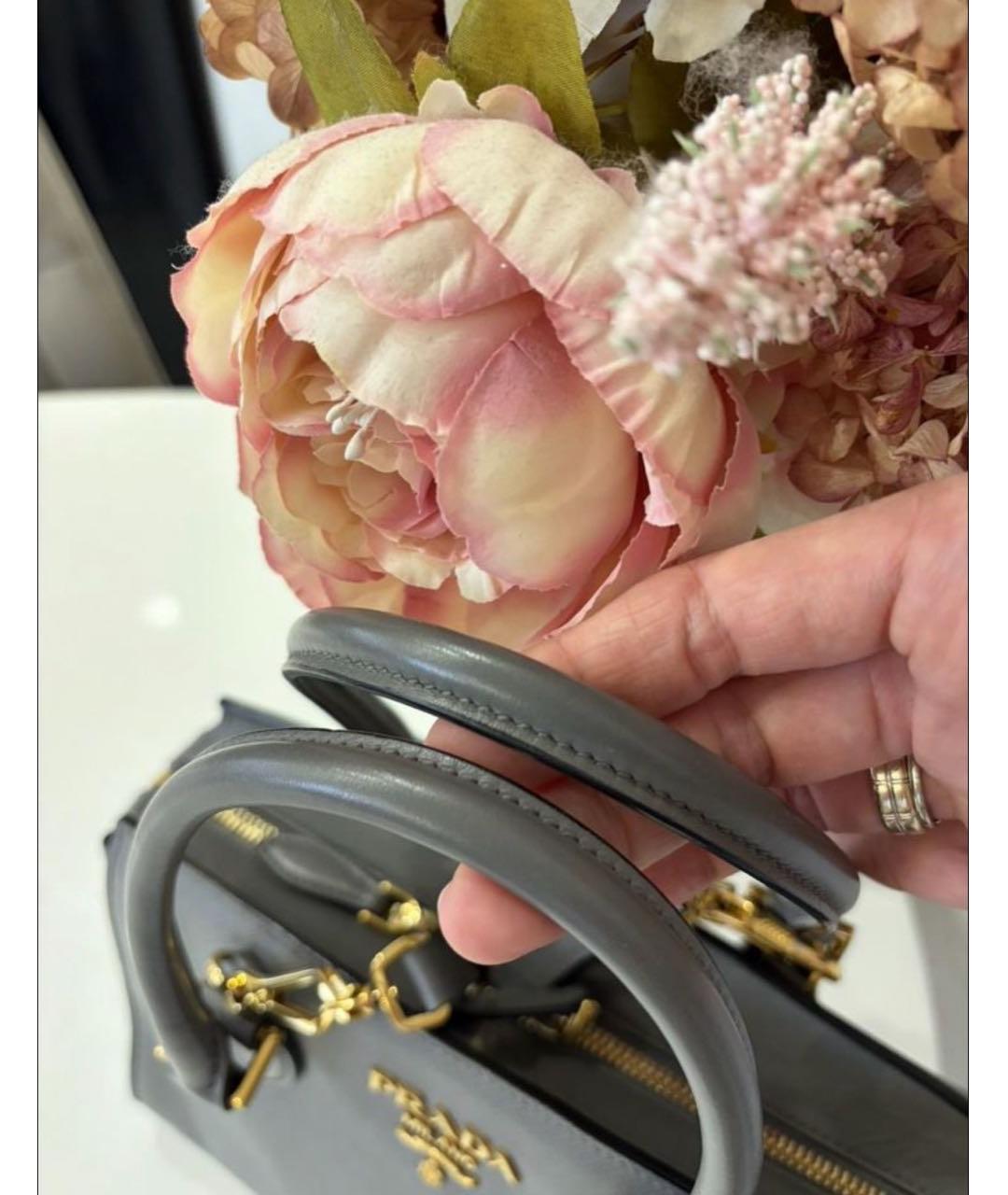 PRADA Серая кожаная сумка тоут, фото 6