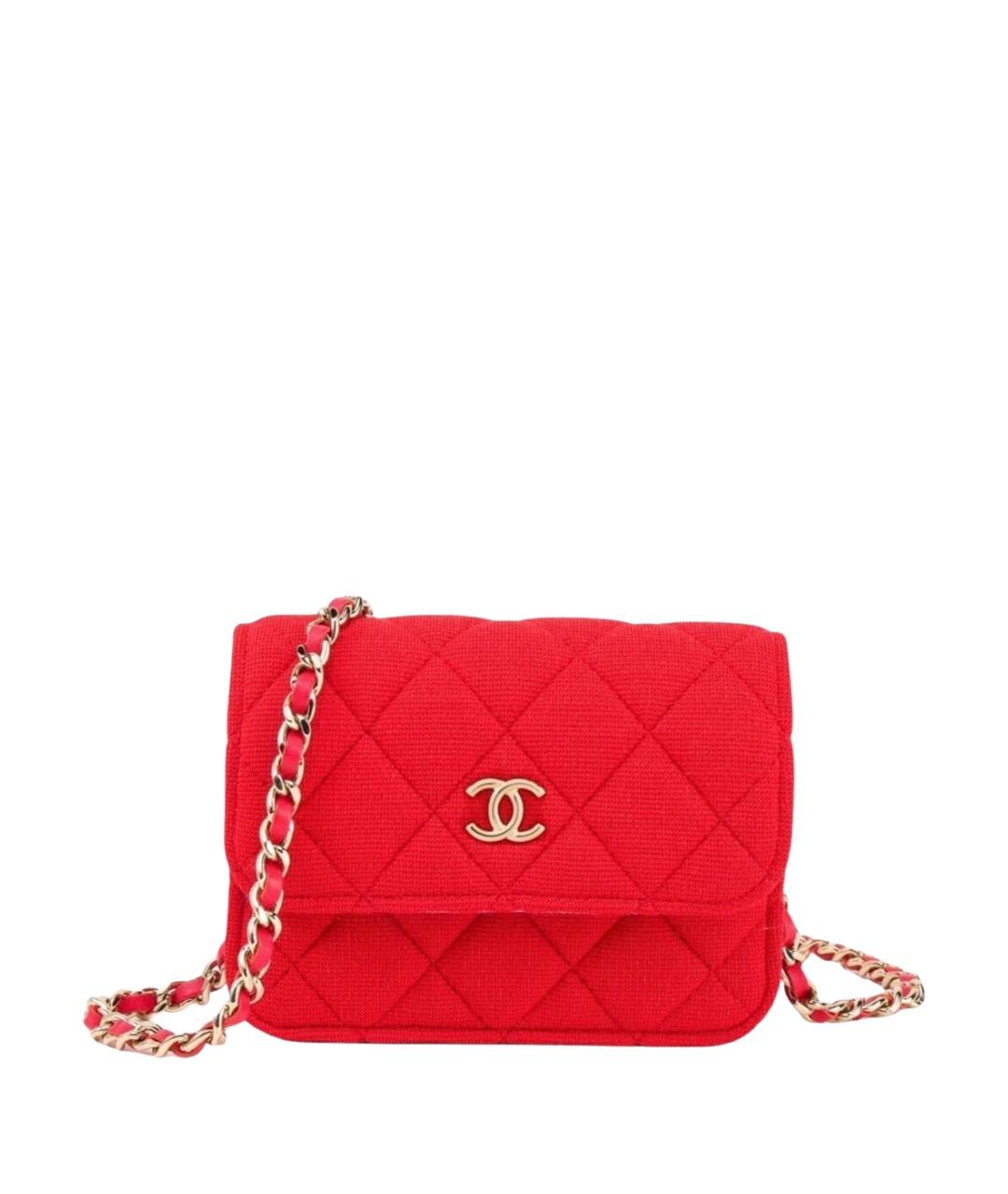 CHANEL Красная тканевая сумка через плечо, фото 1