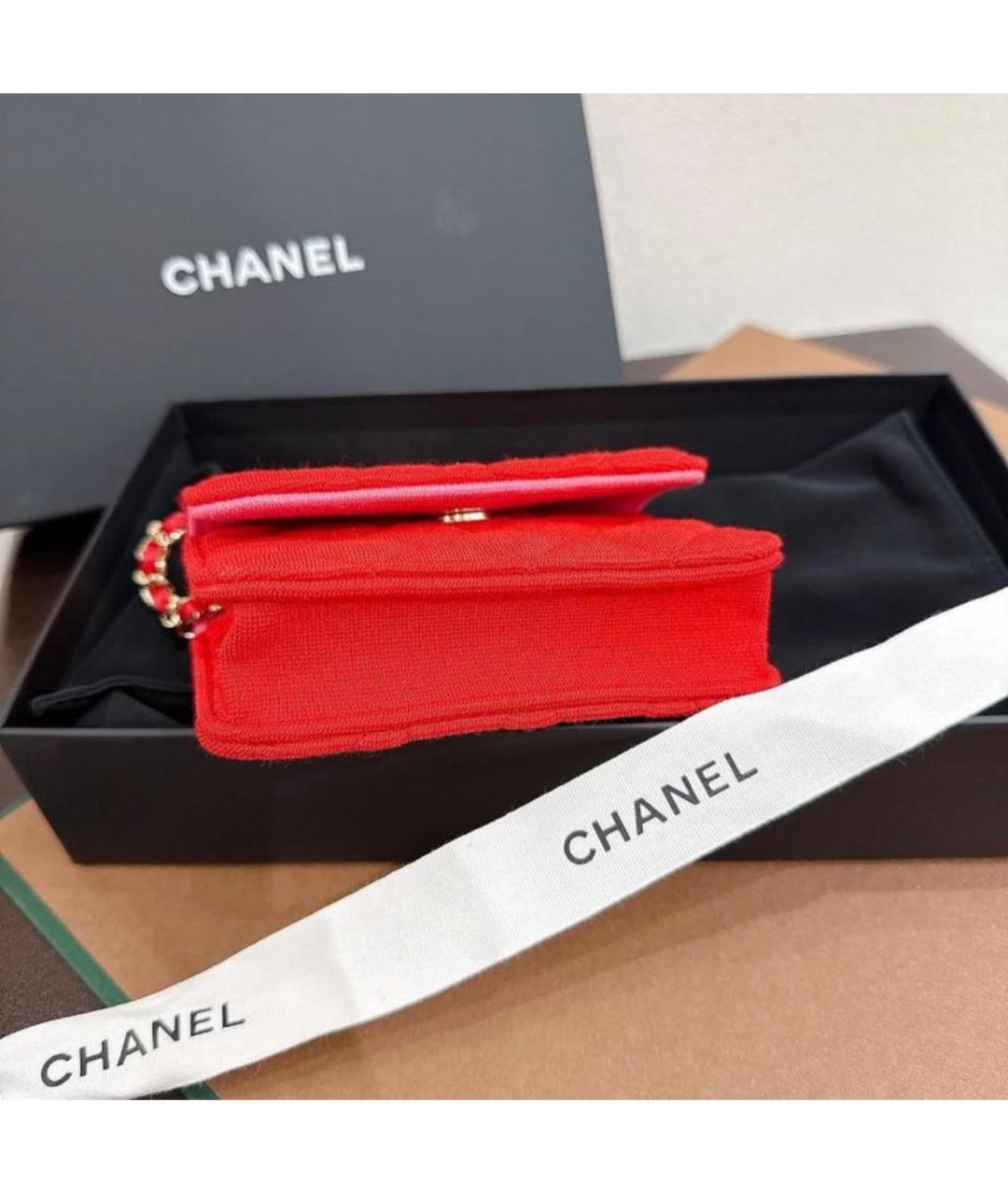 CHANEL Красная тканевая сумка через плечо, фото 4