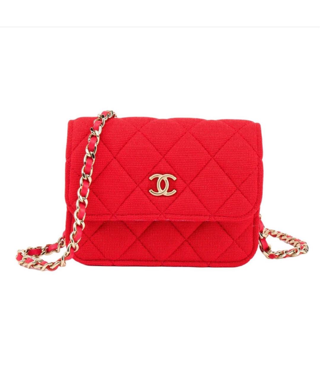 CHANEL Красная тканевая сумка через плечо, фото 8