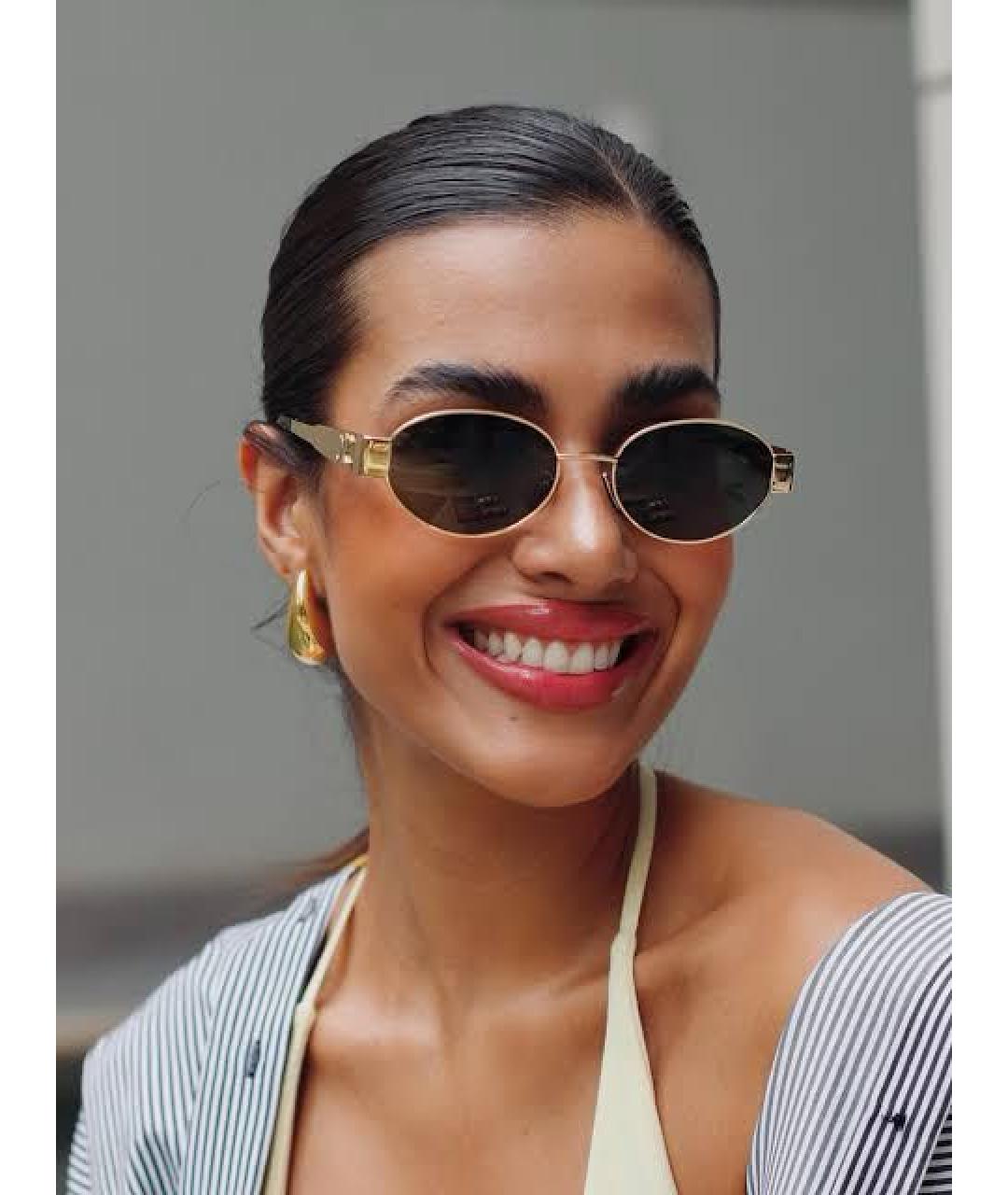 CELINE Золотые металлические солнцезащитные очки, фото 6