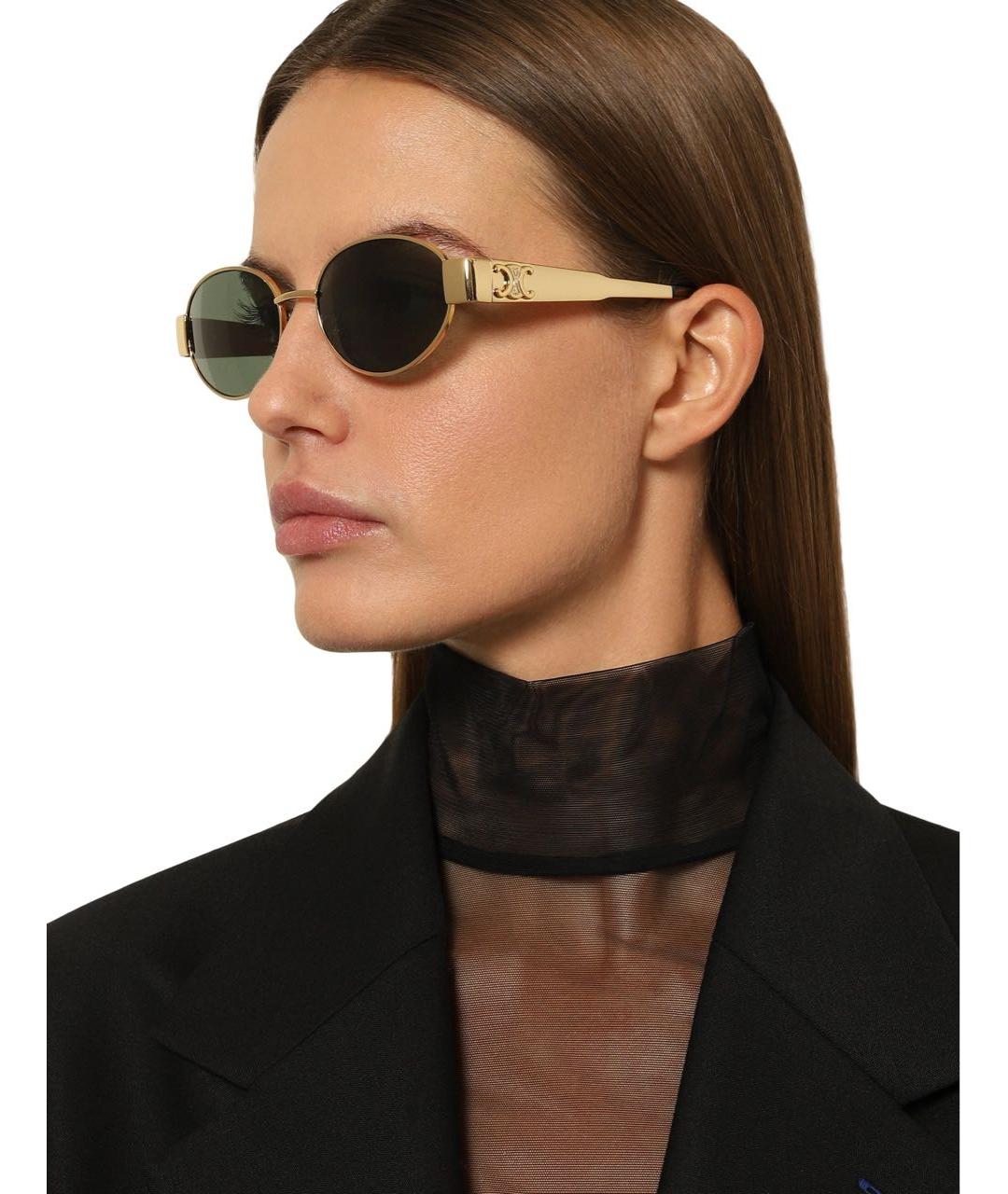 CELINE Золотые металлические солнцезащитные очки, фото 5