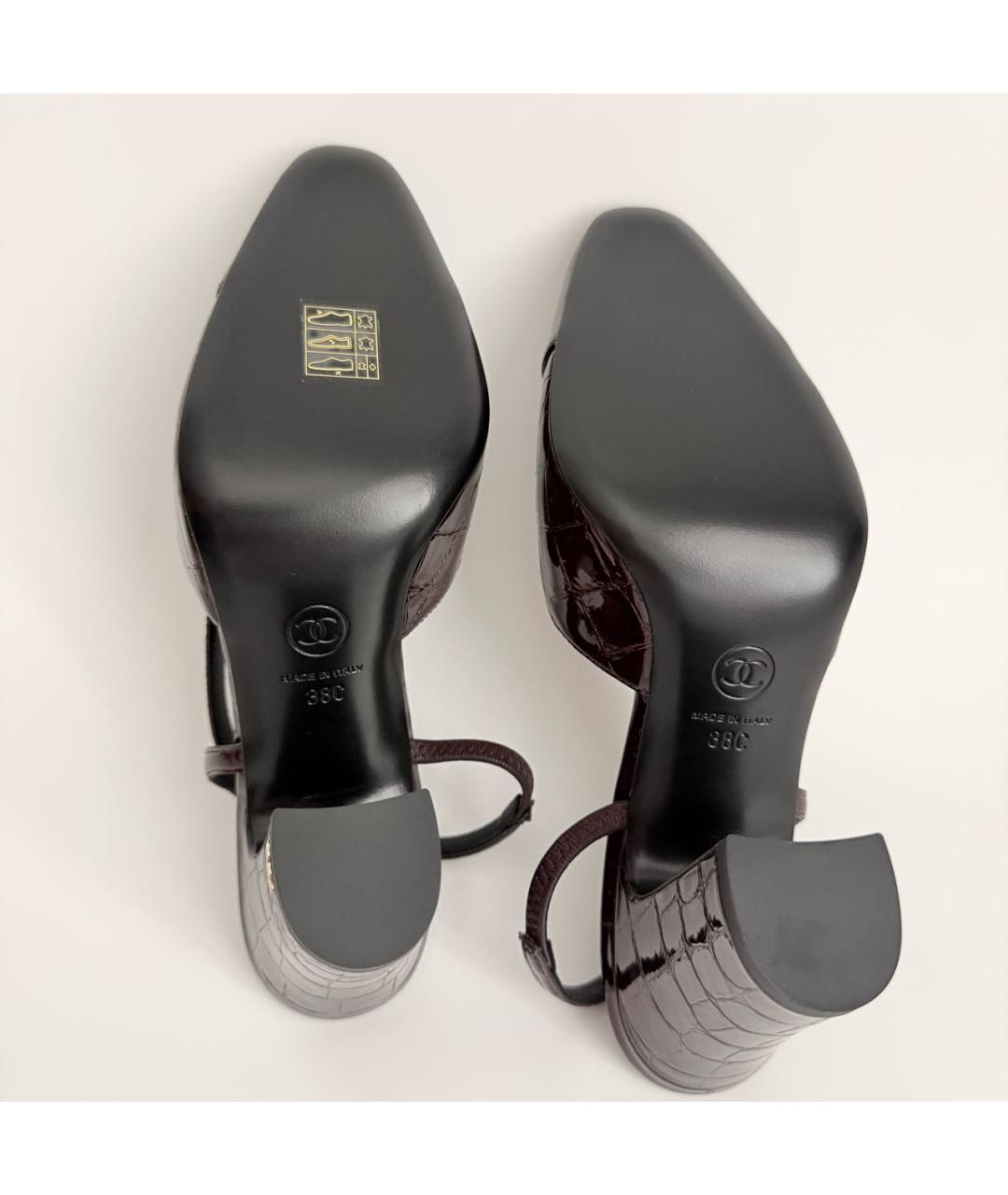 CHANEL Бордовые кожаные туфли, фото 6