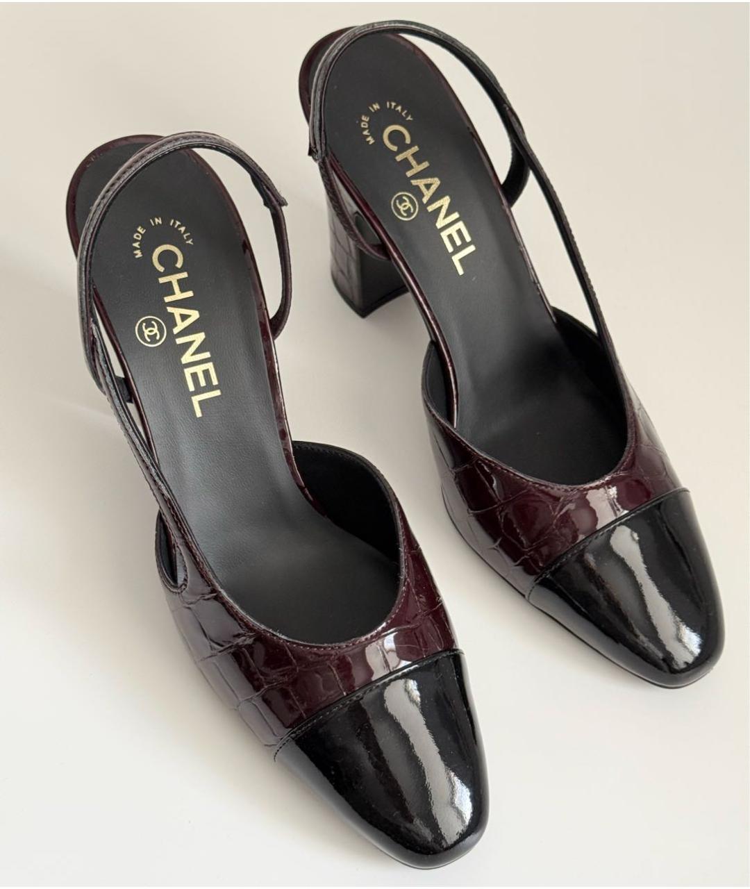 CHANEL Бордовые кожаные туфли, фото 5