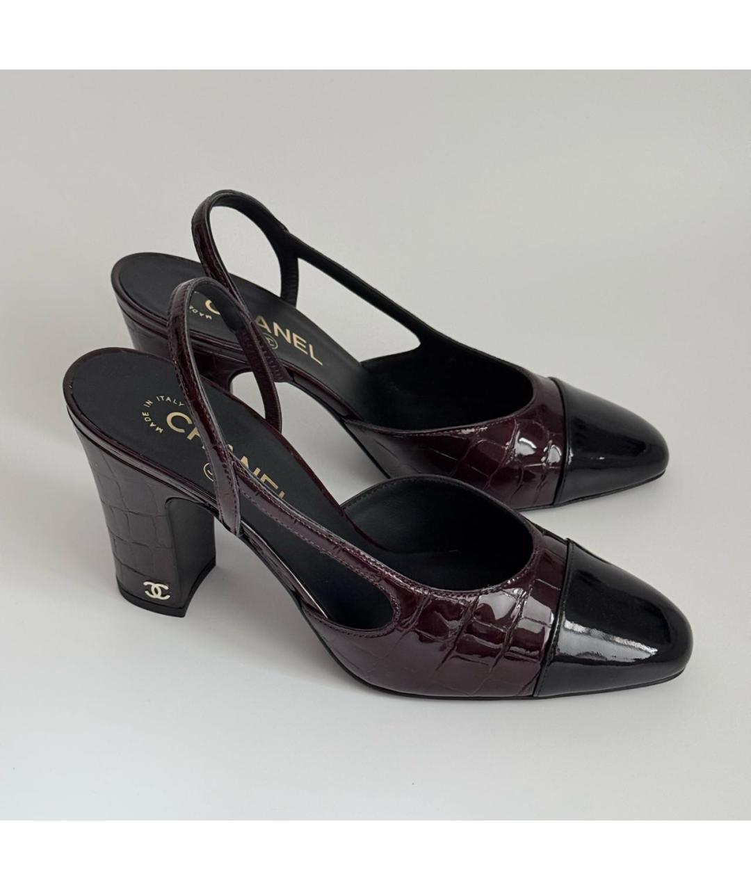 CHANEL Бордовые кожаные туфли, фото 2