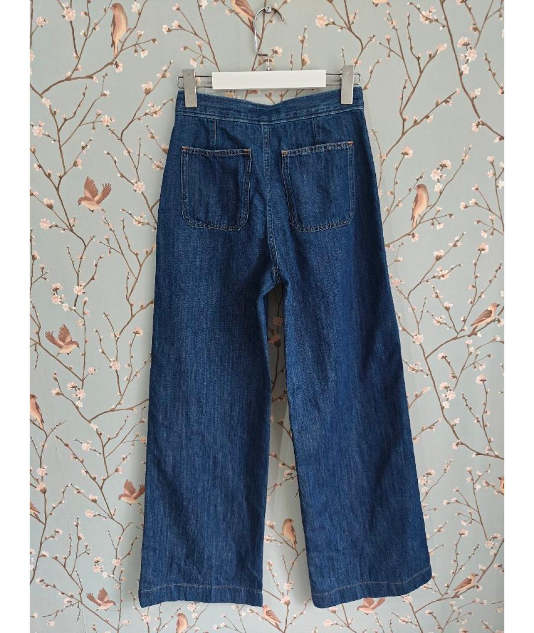 POLO RALPH LAUREN Темно-синие хлопко-льняные джинсы клеш, фото 2
