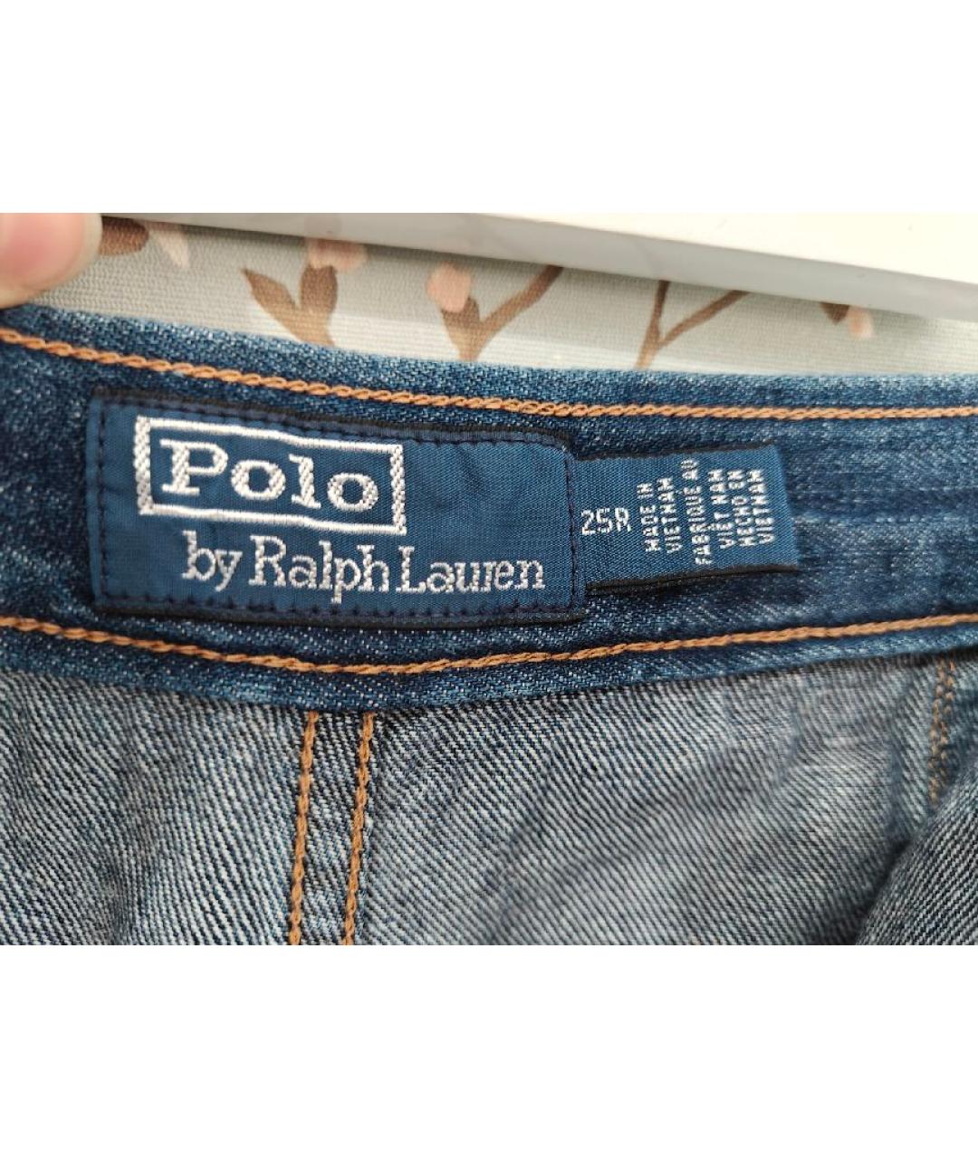 POLO RALPH LAUREN Темно-синие хлопко-льняные джинсы клеш, фото 5