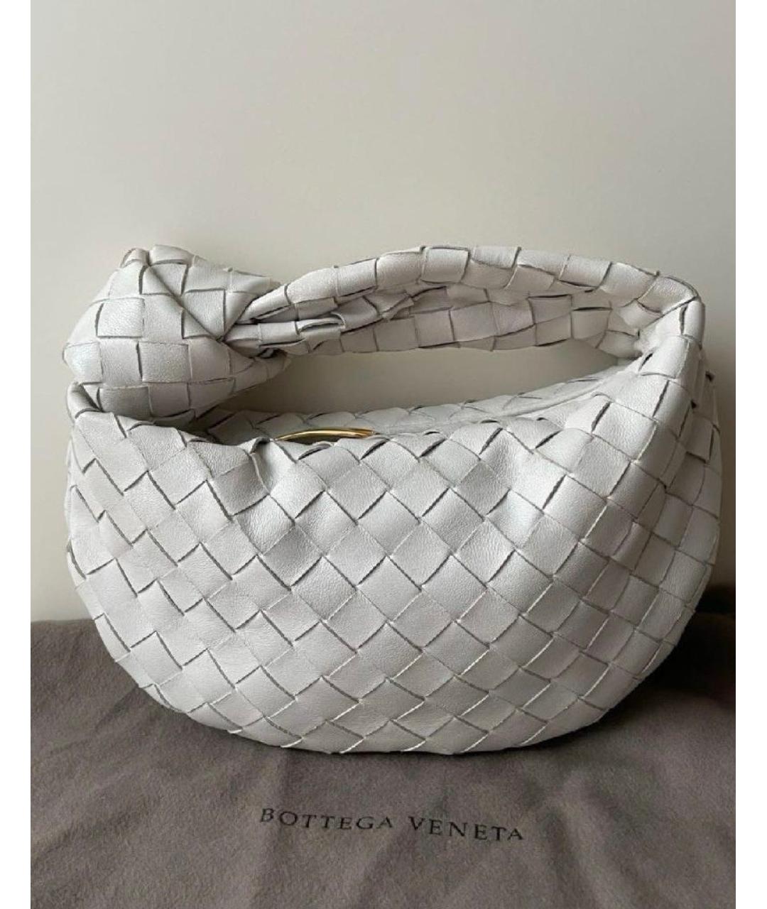 BOTTEGA VENETA Белая кожаная сумка с короткими ручками, фото 10