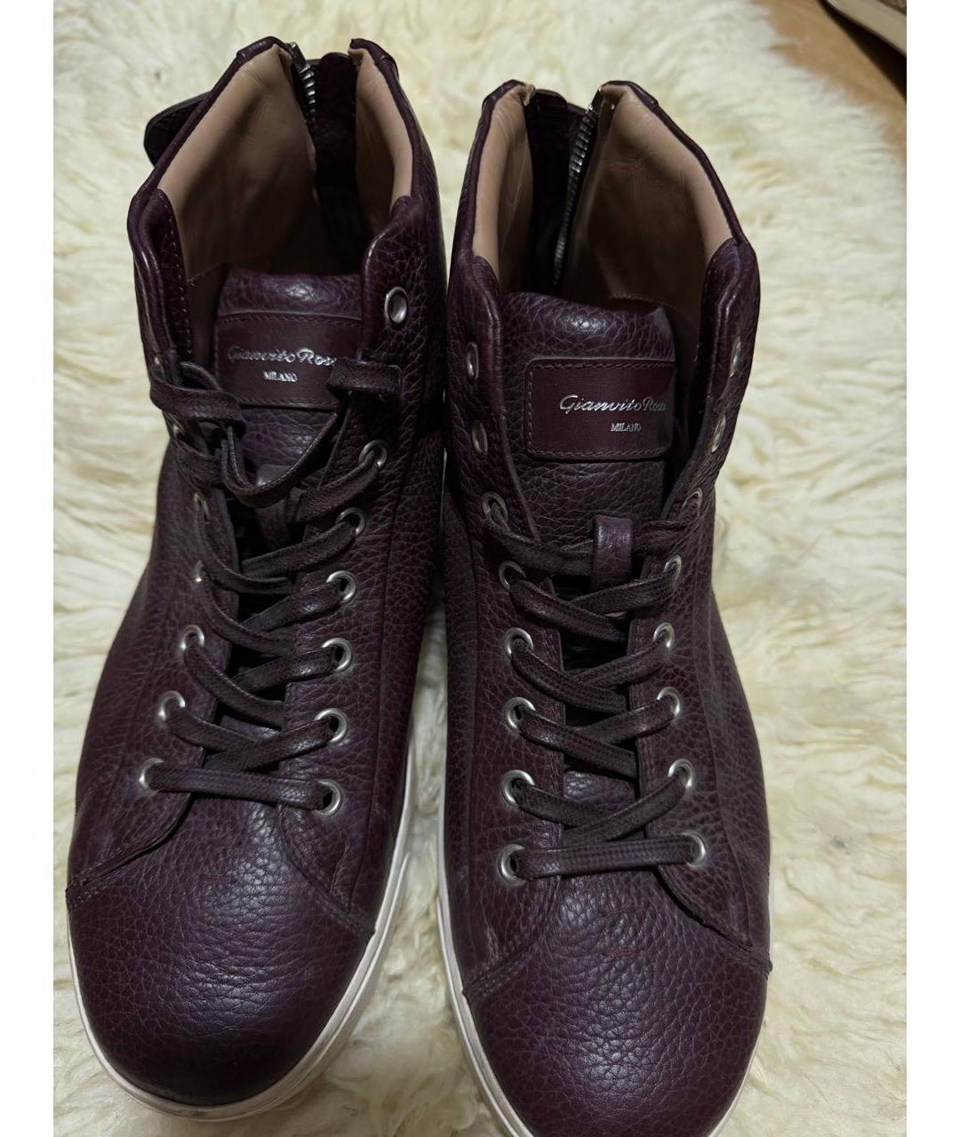 GIANVITO ROSSI Бордовые кожаные кеды, фото 4