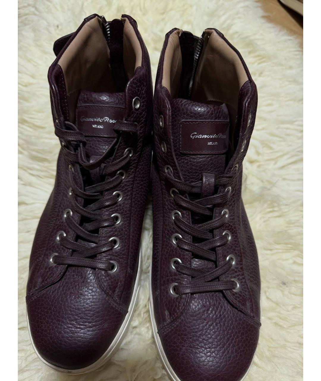 GIANVITO ROSSI Бордовые кожаные кеды, фото 2