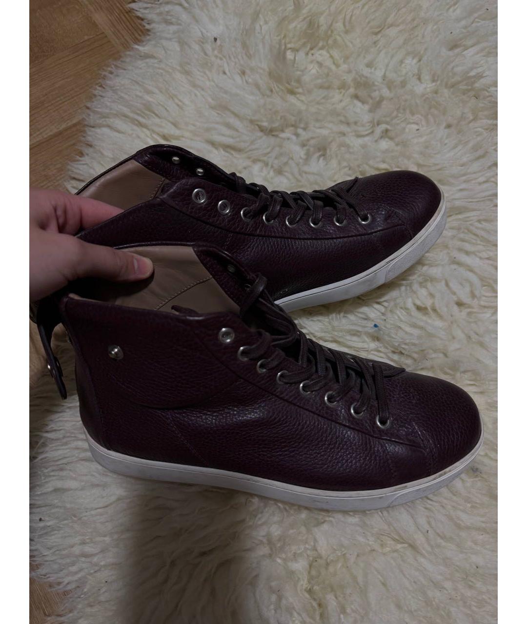 GIANVITO ROSSI Бордовые кожаные кеды, фото 5
