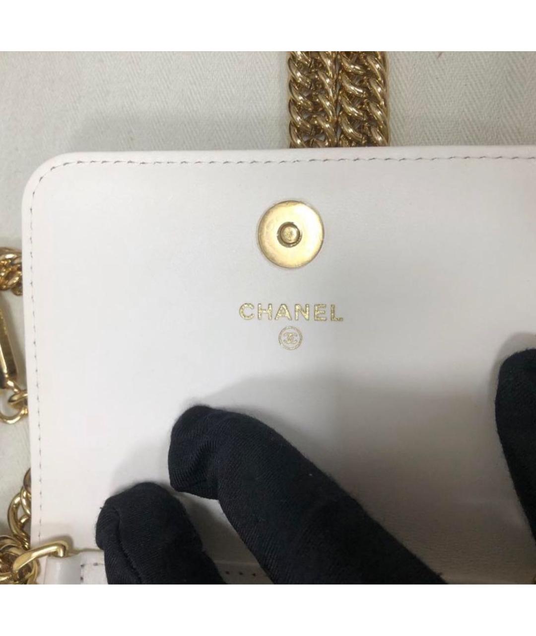 CHANEL Белая кожаная сумка через плечо, фото 8