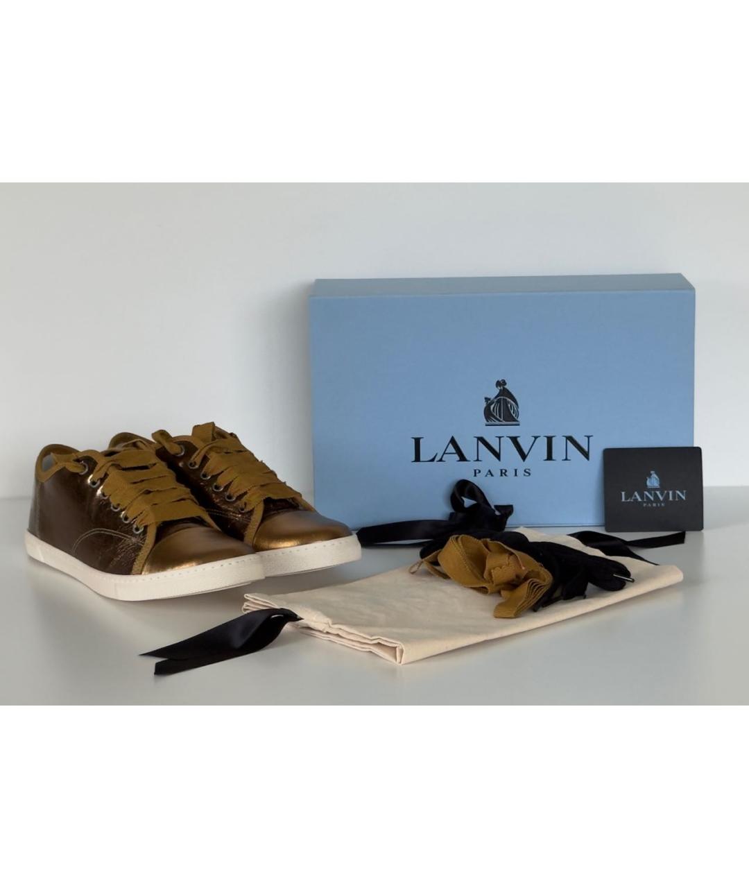 LANVIN Золотые кожаные кеды, фото 5