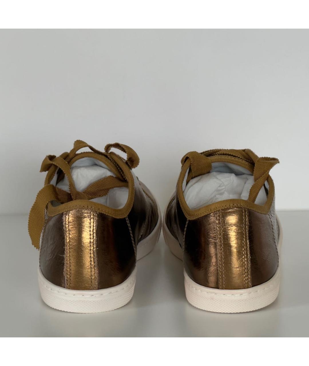 LANVIN Золотые кожаные кеды, фото 4