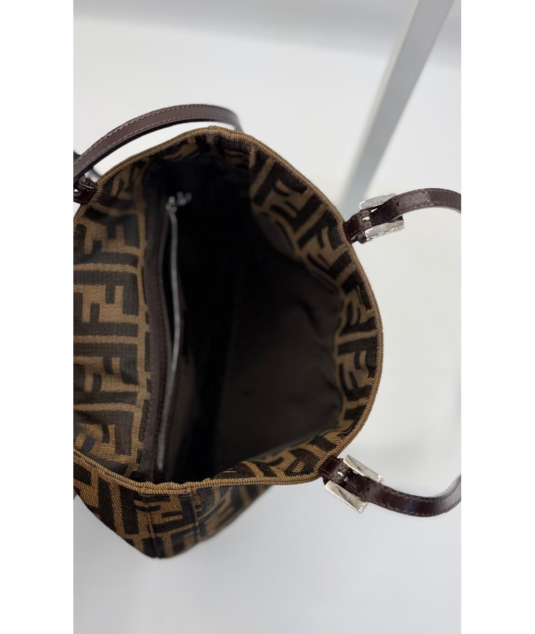 FENDI Коричневая жаккардовая сумка тоут, фото 9