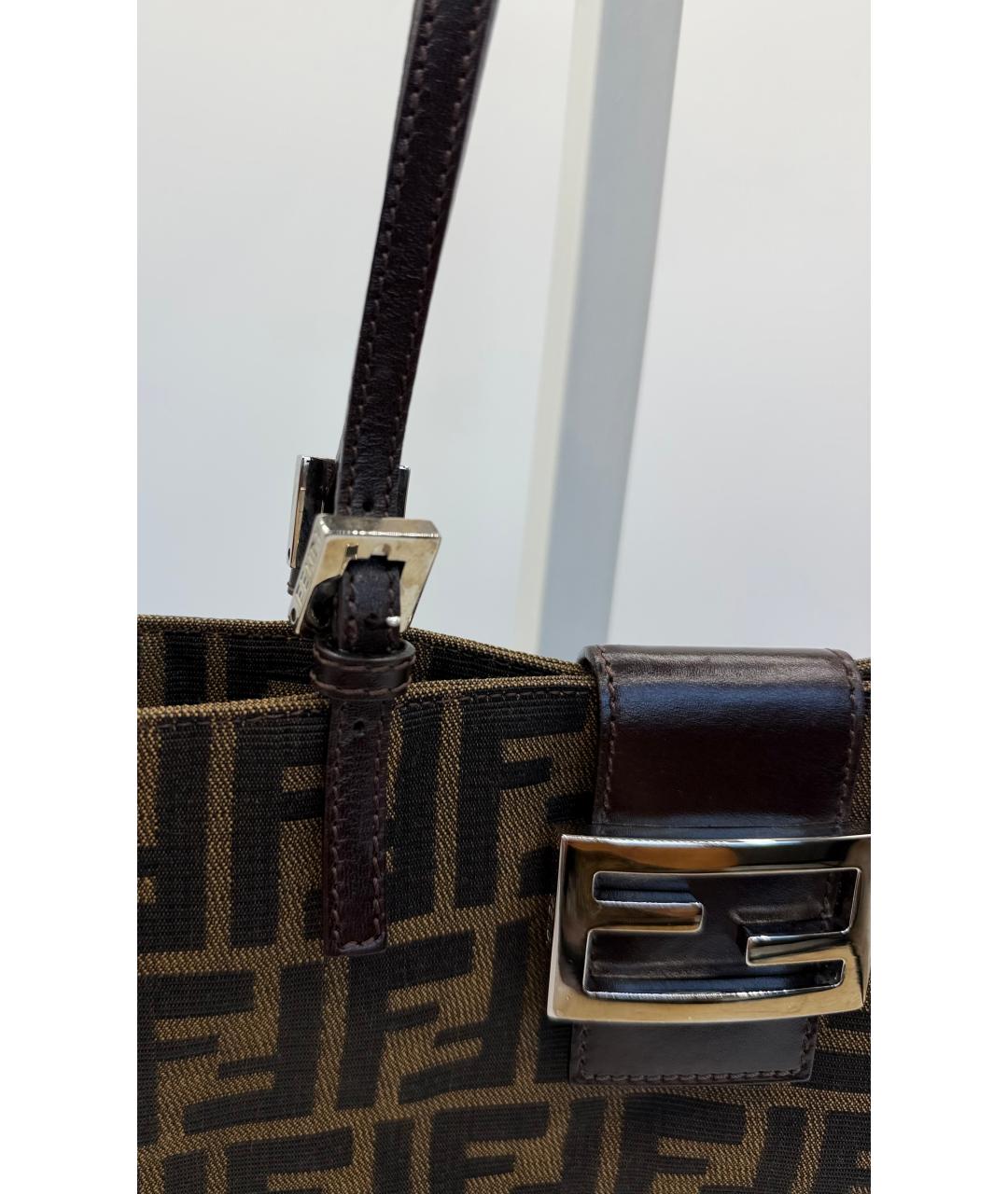 FENDI Коричневая жаккардовая сумка тоут, фото 8