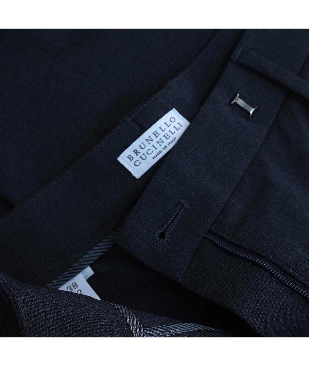 BRUNELLO CUCINELLI Серые шерстяные брюки узкие, фото 4