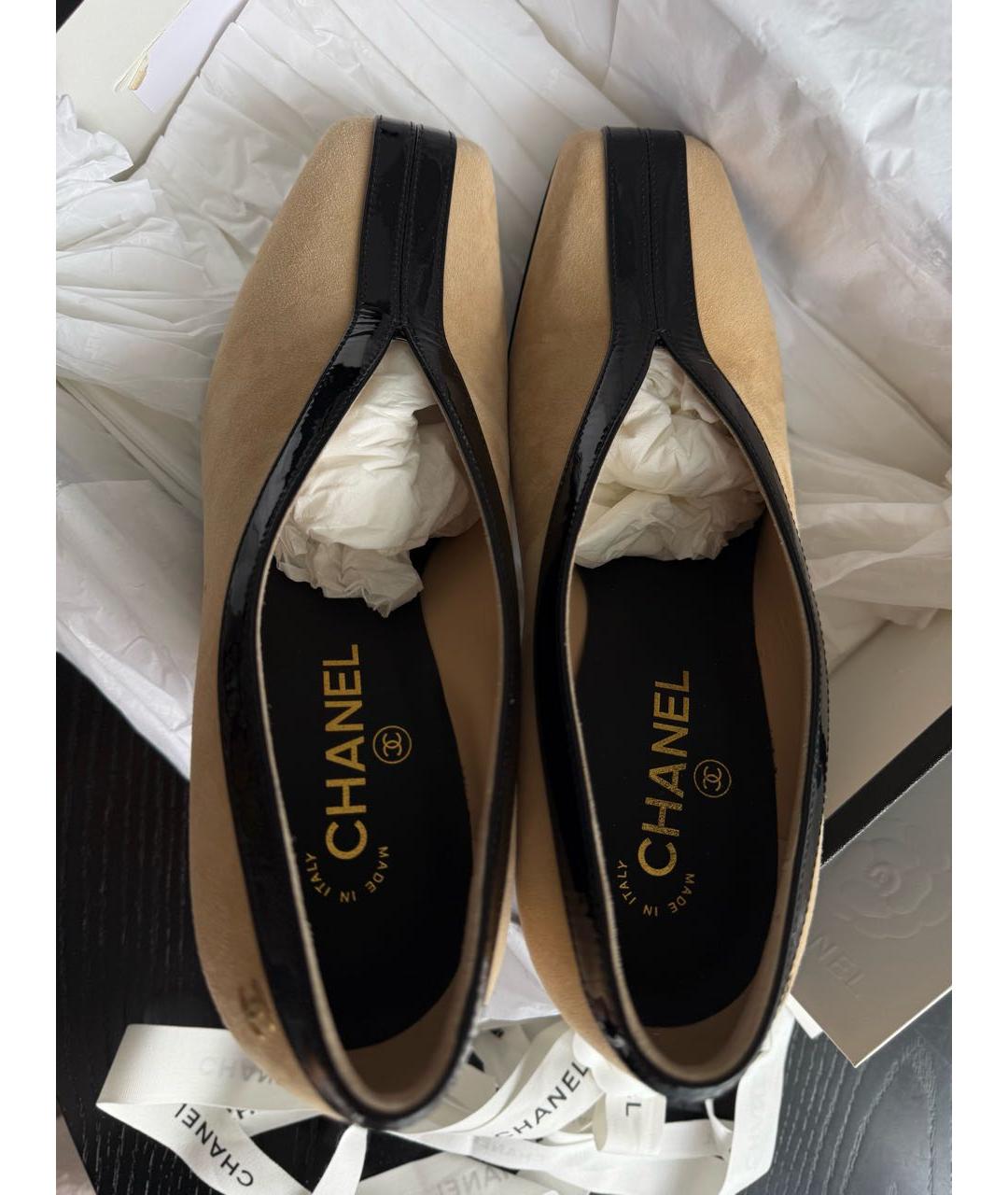 CHANEL Бежевые замшевые туфли, фото 3