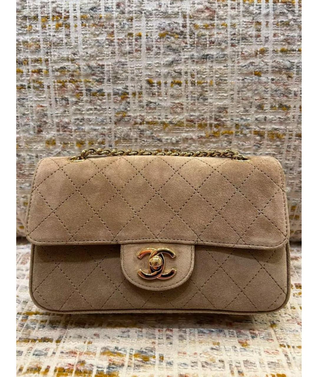 CHANEL Бежевая замшевая сумка через плечо, фото 3