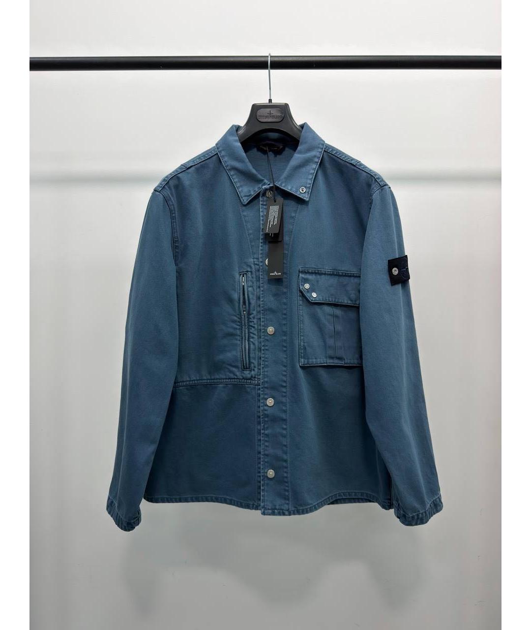 STONE ISLAND Синяя хлопковая кэжуал рубашка, фото 5