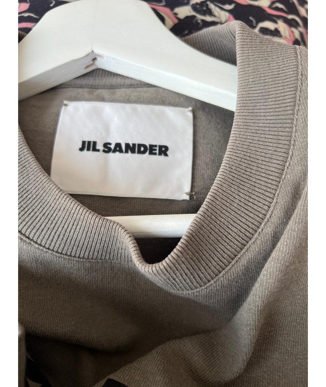 JIL SANDER Хаки хлопковая футболка, фото 3